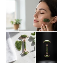 Rivera Tech Rvrthc Doğal Yeşim Roller ve Gua Sha Yüz Şekillendirme Seti