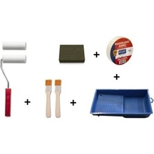 Cadence Sünger Rulo Fırça Seti 10 cm Renkli Yedekli Boya Kabı ve Zemin Fırçası ile Kullanıma Uygun