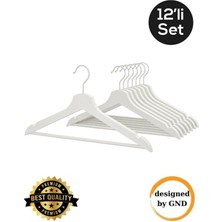 12'li Beyaz Ahşap Elbise Askısı, Şık ve Dayanıklı Set