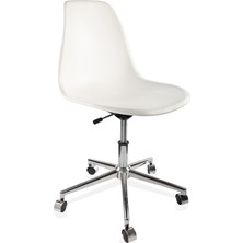 D'orcia Home Dorcia Home Ofis Sandalyesi Ayarlanabilir Yükseklik Ve Tekerlekli Ergonomik Tasarım Beyaz