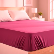 Maki Home %100 Pamuklu Fusya 160X200+2*(50X70) Çift Kişilik Lastikli Çarşaf ve Yastık Kılıfı