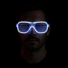 Rivera Tech Rvrstr4 Beyaz LED Işıklı Parti Gözlüğü - Neon Glow Şerit Gözlük 3 Modlu