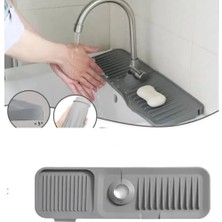 Bayev Elastik Musluk Matı Su Tutucu Kaydırmaz Taban Organizer Plastik 1 Adet Gri Renk