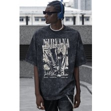 Sevbano Nirvana Kurt Cobain Rock Metal Müzik Grubu Baskılı Unisex Oversize Vintage Yıkamalı Tişört