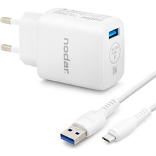 Rivera Tech Rvrstr4 Micro USB Qc 3.0 Hızlı Şarj Seti 18W 3.4A USB Adaptörlü - Beyaz ND1009