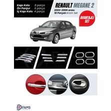 Fams Otomotiv Renault Megane 2 Krom Aksesuar Seti 3 Parça (Kapı Kolu+Iç Kapı Kolu Çerçeve+Ön Panjur) Paslanmaz Ç. 2002-2006
