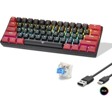Rivera Tech Rvrstr4 Mekanik Rgb Klavye Blue Switch - Siyah Kırmızı MF1701BR