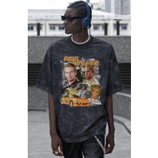 Sevbano Tasarım Paul Walker Brian O Canner Hızlı ve Öfkeli Baskılı Unisex Oversize Vintage Yıkamalı Tişört