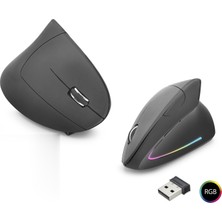 Rivera Tech Rvrstr4 Ergonomik Dikey Mouse Dual Mode 1600 Dpi Sessiz Rgb - Siyah ND1211