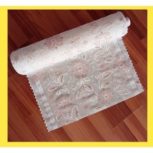Krem Pembe Güllü Dantel Pvc Raf ve Çekmece Runner Örtüsü 50CMX5M
