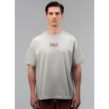 Everlast TM0133 365-BOXING Heritage Oversize Açık Gri Bisiklet Yaka Oversize Düz Erkek T-Shirt