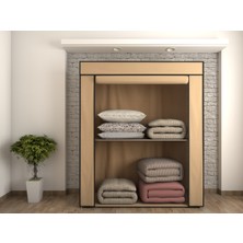 Burak Metal Borulu Yüklük Dolap Bej Renk 1 Kapılı Kumaş Malzemeden Üretilmiştir Ayna Yok