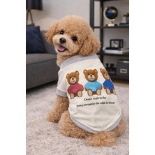 Puppy Party Beyaz Sevimli Ayıcık Baskılı Yazılı Kışlık Köpek Kıyafeti