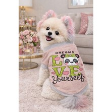 Puppy Party Beyaz Sevimli Ayıcık Baskılı Yazılı Kışlık Köpek Kıyafeti