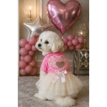 Puppy Party Pembe Fırfırlı Kurdale Detaylı Köpek Üstü