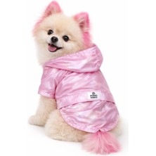 Puppy Party Sıcacık Su Geçirmeyen Pembe Cırtcırtlı Mont
