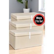 3'lü Kapaklı Kutu Hurç Mega Boy 60X40X30 Cm, Şık ve Pratik Depolama