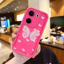 HONTINGA Tecno Camon 20 Pro 4G ile Uyumlu Kılıfı Düşüme önleyici Basitlik Anti Düşme Kamera Korumali şirin Kelebek Desen Gül Kırmızı Yumuşak Silikon Telefon Kılıfı Kadın ve erkek için uygundur K8-0095
