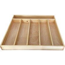 Doğal Ahşap Kepçelik Çekmece Içi Organizer 45X50CM, 6 Bölmeli Kaşık ve Makarası