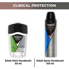 Rexona Men Clinical Protection Erkek Spray Deodorant 150 ml + Erkek Stick Deodorant 50 ml