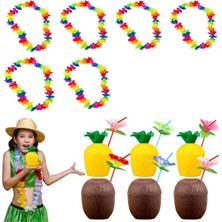 Rivera Tech Rvrstr4 Tropikal Hawaii Parti Malzemeleri – Kolye, Pipet, Bardak Seti