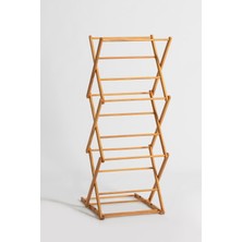 3 Kademeli Katlanabilir Ahşap Çamaşır Kurutmalık Askılığı Ahşap - Ceviz Renk ve Dayanıklı Tasarım