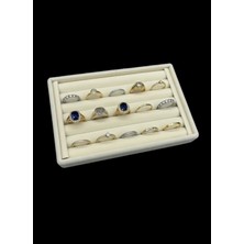 Küçük Süet Sosisli Krem Renk Yüzük Tablası, Dekoratif ve Şık Tasarım