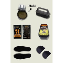 Outdoorun Tabanlık Bot Boyası Parlatıcı Bot Süngeri Bot Fırçası Vatka  ve Ayak Koku Önleyici Toz Asker Seti