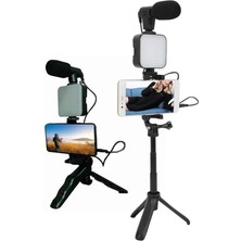 Rivera Tech Rvrhb Telefon Tutucu LED Işıklı Kumandalı Mikrofon Telefon Vlog Video Kayıt