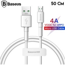 Rivera Tech Rvrhb Baseus Mini White Micro USB 4A Oppo Vıvo Dash USB Şarj Kablosu 0.5CM-(5775)
