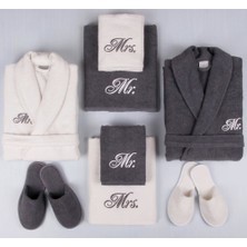 Baveno Pamuk Bornoz Seti 8 Parça Renkli Bayan ve Erkek Bornoz, Havlu ve Terlik İçerir