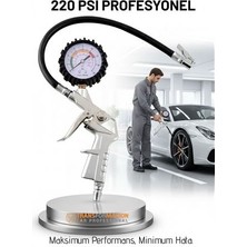 Rivera Tech Rvrhb Profesyonel Lastik Şişirme Tabancası ve Hava Saati 220 Psı 16 Bar Çelik Alaşım Güçlü