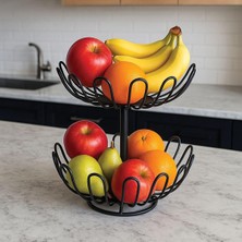 Şık Siyah 2 Katlı Meyve Sepeti, Modern ve Zarif Tasarım