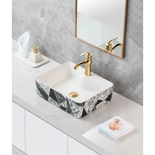 Harmeh Prag 3004 Desenli Tezgah Üstü Lavabo 60X40X14CM