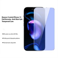 Rivera Tech Rvrhb Baseus Crystal iPhone 15 Full Koruma Anti Mavi Işık Tempered Cam Ekran Koruyucu 2 Adet Set-(