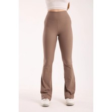 Hdm Kadın Yüksek Bel Toparlayıcı Fitilli Cappuccino Ispanyol Paça Tayt - H5948