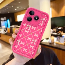 HONTINGA Realme C53 ile Uyumlu Kılıfı Düşüme önleyici Basitlik Anti Düşme Kamera Korumali şirin küçük fiyonk Desen Gül Kırmızı Yumuşak Silikon Telefon Kılıfı Kadın ve erkek için uygundur K8-0071