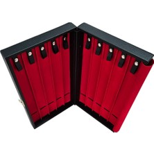 10'lu Ahşap Tesbih Kutusu, Siyah Deri, 18X35 cm