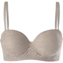 Koza İç Giyim Kadın Dolgusuz Lez Dantelli Desteksiz Straplez Sütyen