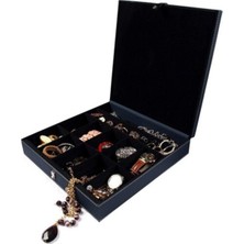 Şık Kahve Ahşap ve Deri Kaplamalı 10 Gözlü Takı ve Saat Kutusu