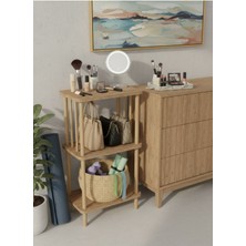 Macco Mobilya 3 Katlı Ahşap Dikdörtgen Yan Sehpa Çok Amaçlı Dekoratif Raf Ünitesi