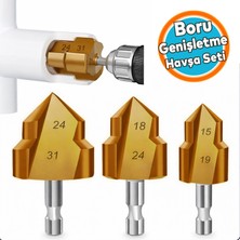 Nzb (3 Parça) Boru Genişletme Delme Ucu Havşa Seti Metal ve Pvc Uyumlu Profesyonel Matkap Aksesuarı