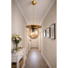 Ömür Avize Tırtıl Eskitme Gold Kasa Globe Camlı Sarkıt Avize