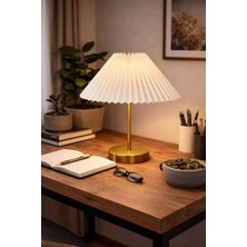 Ömür Avize Elisa Pileli Krem Şapkalı Masa Lambası