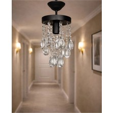 Ömür Avize 15 cm Kristal Taşlı Siyah Kasa Avize
