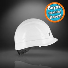 Nzb Beyaz Elektrikçi Bareti Baş Koruyucu Baret  En 397:2012+A1:2012 Standartlara Uygun Kayışlı Ter Bezli