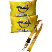 Tusba Market Opel Logolu Sarı Dijital Baskılı Araç Boyun Yastığı & Oto Ayna Askısı – 2’li Set