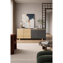 VM VERTEX MOBİLYA Ravenna Modern Konsol 180 cm Safir Meşe-Antrasit