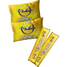 Tusba Market Opel Logolu Sarı Dijital Baskılı Araç Boyun Yastığı & Emniyet Kemer Pedi – 2’li Set