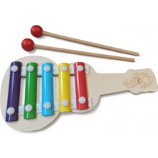 Hureggo Gitar Görünümlü Ahşap Gövdeli Mini Ksilofon & 21 cm